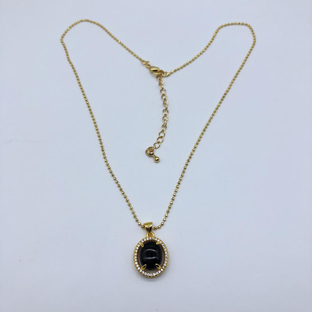 Pearl Jewelry สร้อยคอจี้อัญมณีแท้ หินโมราสีดำ