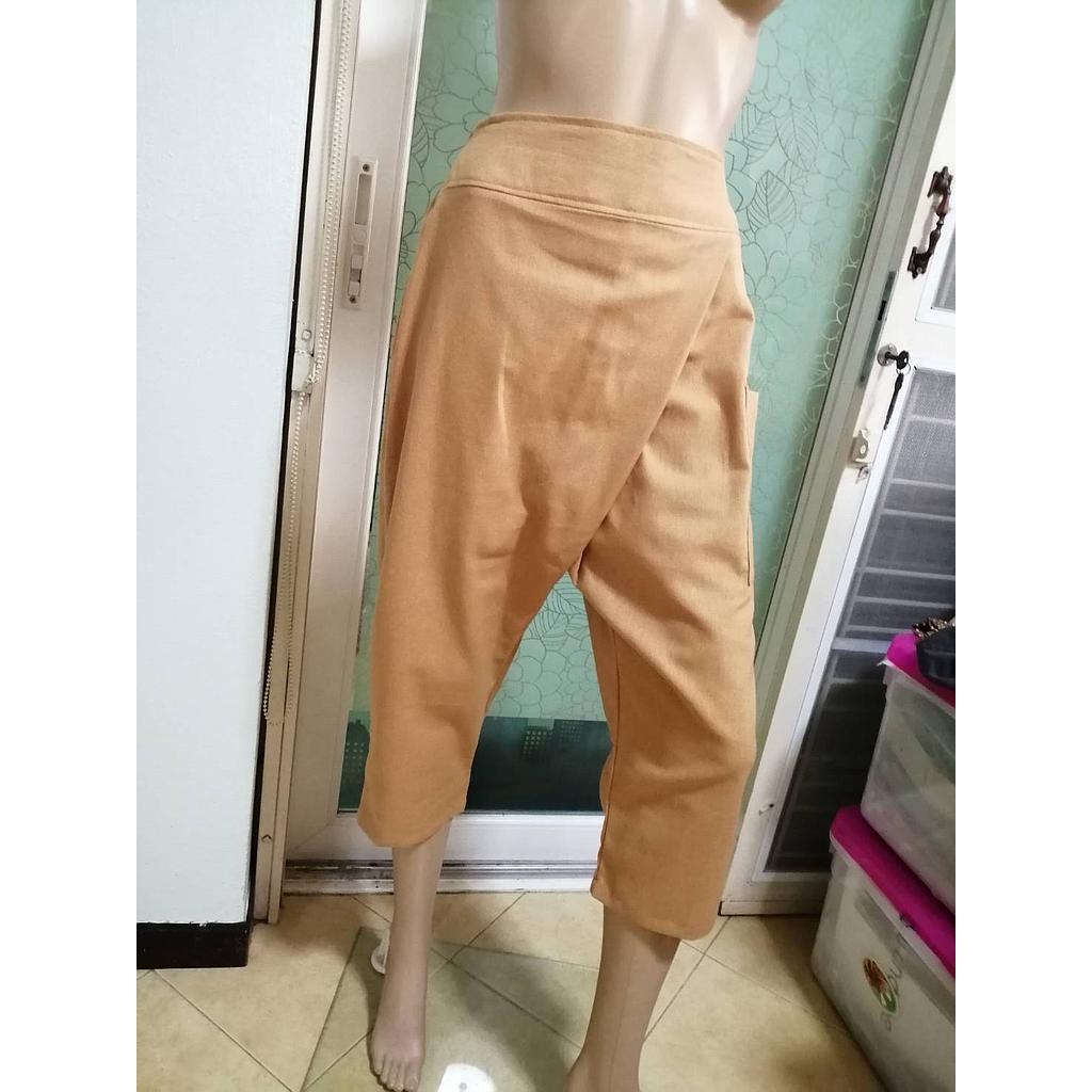 กางเกงแฟชั่นผ้าฝ้ายสีชา