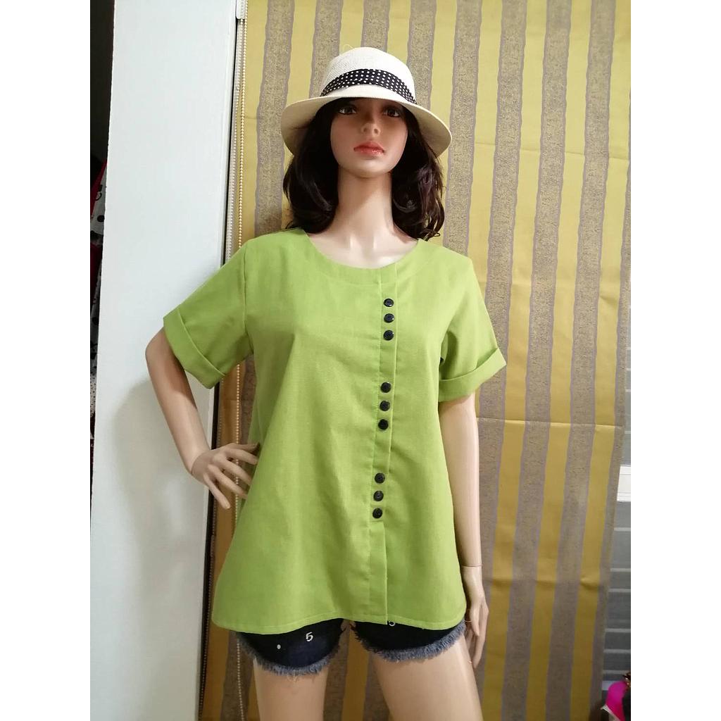 เสื้อแฟชั่นผ้าฝ้ายสีเขียว