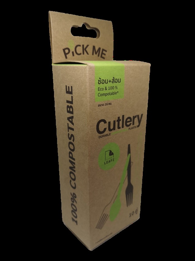 CTS-006 ชุดช้อนส้อมรักษ์โลกไบโอสีขาวสำหรับของเย็นและร้อน - 20 คัน / 10 คู่