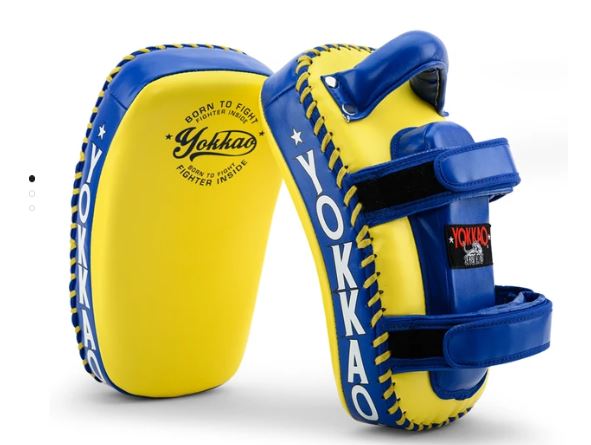 KICKING PADS MICROFIBER LEATHER YELLOW/BLUE