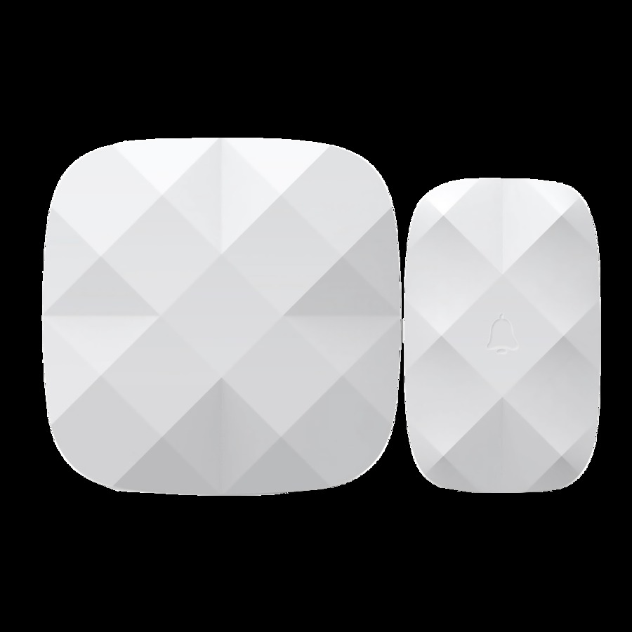 กริ่งไร้สายแบบเสียบปลั๊ก  ตัวกดใช้ถ่าน รุ่น DIAMOND3-T3 รูปแบบเหลี่ยม สีขาว