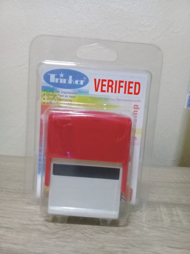 ตรายางหมึกในตัว สำเร็จรูป VERIFIED สีแดง