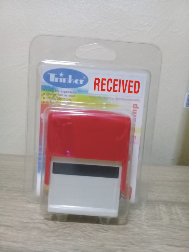 ตรายางหมึกในตัว สำเร็จรูป RECEIVED สีแดง