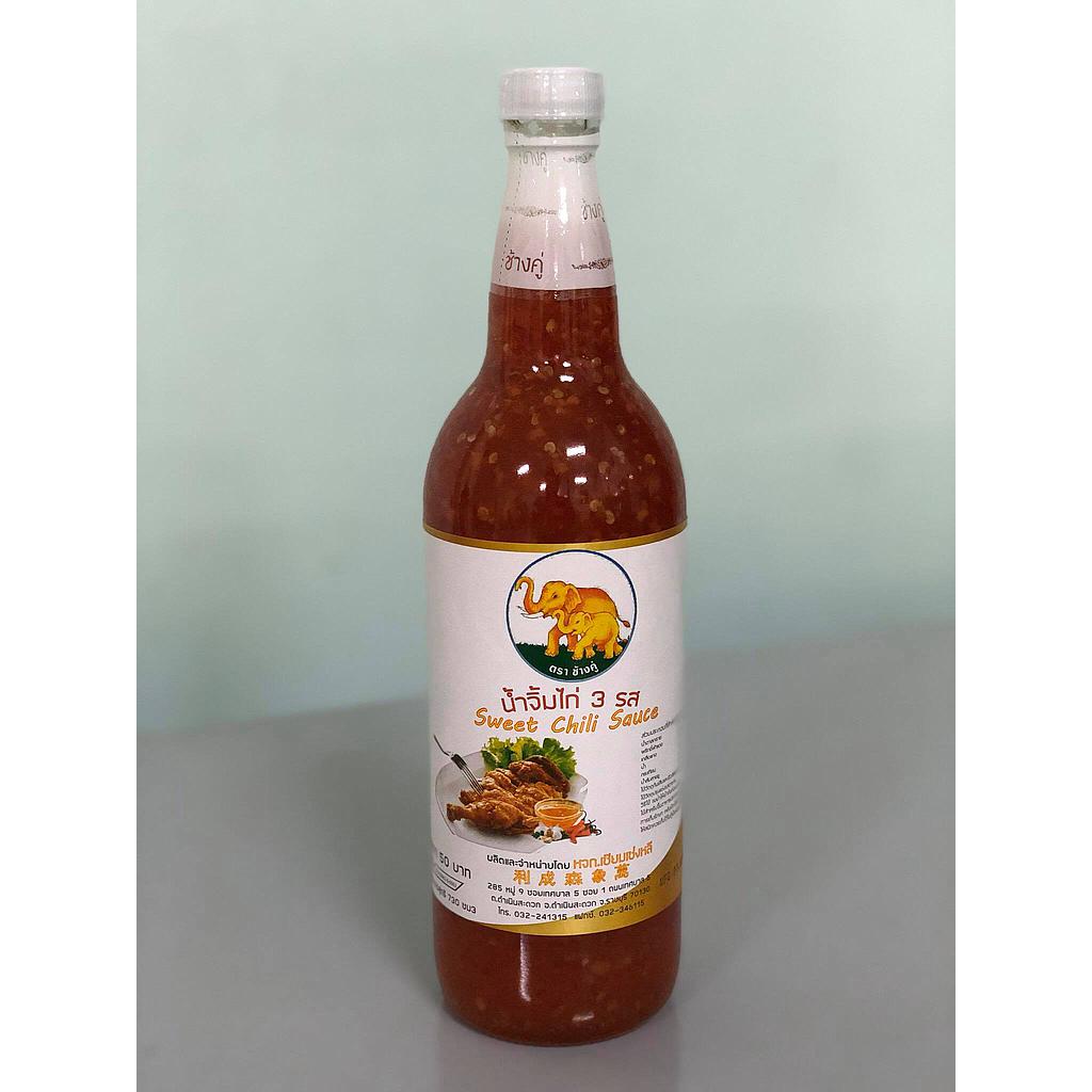 น้ำจิ้มไก่ 3 รส ตราช้างคู่ ขนาด 730มล. (ขวด)