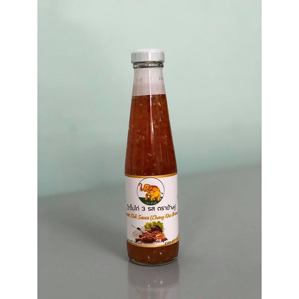 น้ำจิ้มไก่ 3 รส ตราช้างคู่ ขนาด 250มล. (ขวด)