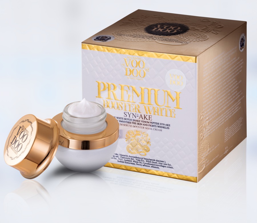 VOODOO PREMIUM BOOSTER WHITE (SYN-AKE )  เคลียร์ .. ปัญหาผิวสาเหตุแห่งการเกิดสิว ผิวมันทรุดโทรม ต่อสู้กับริ้วรอย จุดด่างดำ ผิวดูแข็งแรงกระชับ กระจ่างใสเนียบเรียบ    สูตรเข้มข้น(Incentive)  เหมาะสำหรับผู้ที่มีริ้วรอยลึกลดเลือนริ้วรอยอย่างล้ำลึก   ลดฝ้ากระ จุดด่างดำ รูขุมขนกระชับ  ปฏิวัติริ้วรอยความหมองคล้ำขณะคุณหลับเห็นผลตั้งแต่คืนแรกที่ใช้!!”    ผลลัพธ์ที่ได้: 10 ประการ    1. ลดเลือนริ้วรอยภายใน 7 วัน   2. ผิวเต่งตึงกระชับขึ้น   3.แผลเป็นหลุมสิวตื้นขึ้น  รูขุมขนเล็กลง ผิวเรียบเนียนขึ้น    4.ผิวแข็งแรงยืดหยุ่นมากขึ้น  5.คืนความสมดุลแกผิว ลดผิวหน้ามัน   6.ลดสีผิวหมองคล้ำ  7. ปัญหาสิวต่างๆ ลดลง  8.ทำให้ผิวขาวขึ้น ทำให้ผิวขาวกระจ่างใส   9.ผิวหน้าเนียนนุ่มขึ้น   10.ผิวสดใสเปล่งปลั่ง ชุ่มชื่นไม่หยาบกร้าน    Contact Now!VOODOO Official Contact    www.voodoothai.com  (วูดู พรีเมียม บูสเตอร์ ไวท์) 30.5 g (เฉพาะ 7-11)