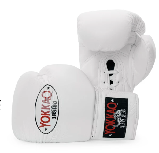 MATRIX WHITE LACE UP BOXING GLOVES 18oz