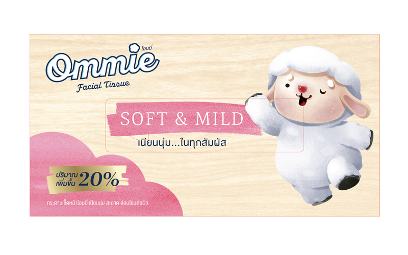 กระดาษทิชชู่เช็ดปากตราโอมมี่ กล่องบรรจุ 180แผ่น  (สีครีม + ชมพูอ่อน)