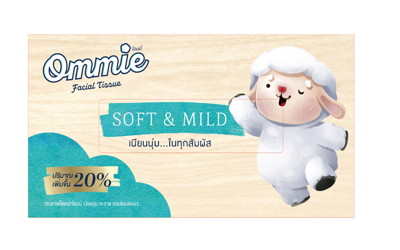 กระดาษทิชชู่เช็ดปากตราโอมมี่ ชนิดกล่องแข็ง บรรจุ 180 แผ่น (สีครีม + สีเขียวเทอควอยท์)