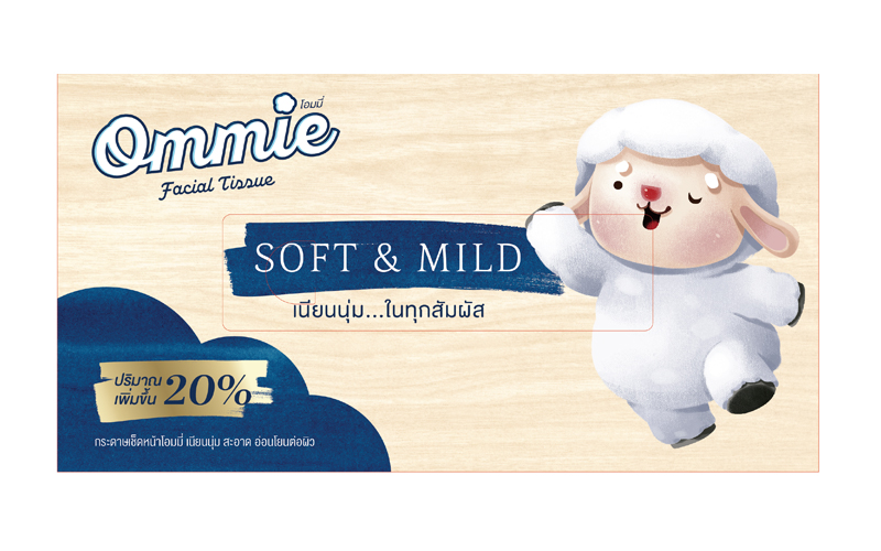 กระดาษทิชชู่เช็ดหน้าตราโอมมี่ ขนาด 180แผ่น (กล่องสีครีม + น้ำเงิน)