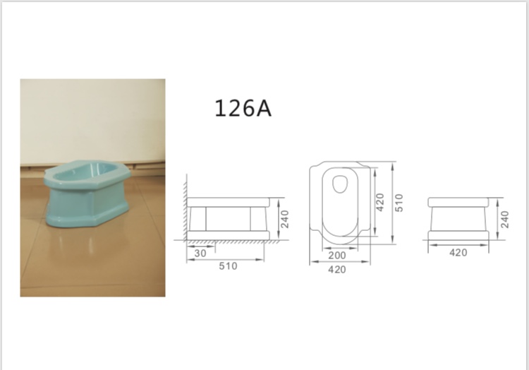 สุขภัณฑ์นั่งยองแบบมีฐานDHC รุ่น126Aสีฟ้า