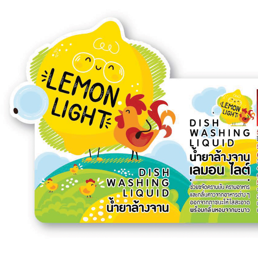 น้ำยาล้างจาน กลิ่นมะนาว น้ำยาสีใส บรรจุขวด PET ขนาด230มล. ตรา เลมอน ไลต์