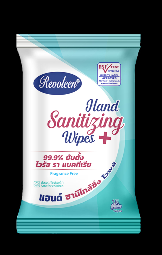 ผ้าเช็ดทำความสะอาดมือรีโวลีน ซานิไทส์ซิ่ง ปกป้องคุณจากเชื้อโรคแบคทีเรีย และไวรัสได้ถึง 99.9 % ปราศจากแอลกอฮอล์จึงปลอดภัยต่อมือและผิวหนัง และผ่านการทดสอบโดยห้องปฏิบัติการยุโรป และผ่านการรับรองโดยเอเอสแอฟเทสประเทศเนเธอร์แลนด์