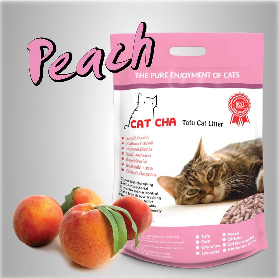 ทรายแมวเต้าหู้ CATCHA กลิ่นพีช