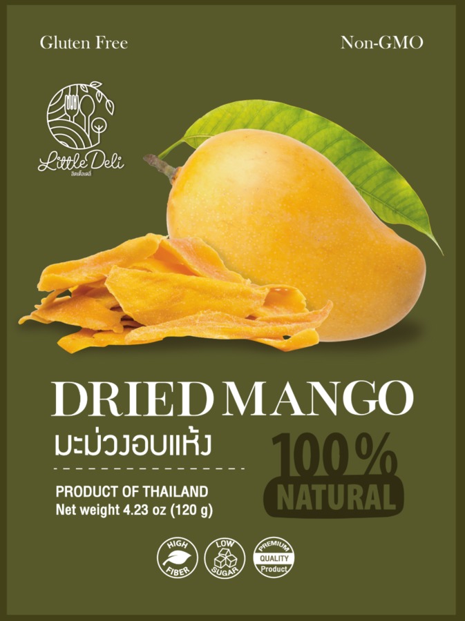 มะม่วงอบแห้ง สูตรหวานน้อย น้ำหนัก 1,000 กรัม
