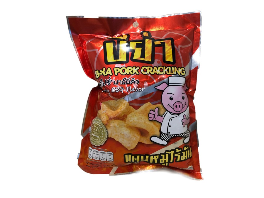 แคบหมูปรุงรส ตราบีย่า  รสบาร์บีคิว ขนาด 12 กรัม 