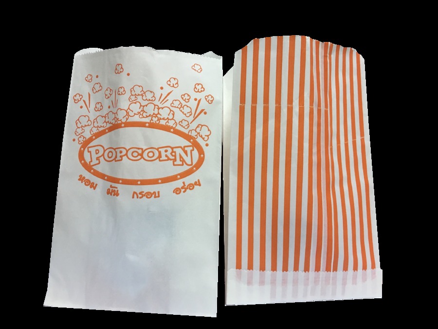 ถุงซอง สีขาว ลาย Popcorn สีส้ม  (Flat Bottom Bag)
PFW1321-03 13x21(+7)cm
จำนวนบรรจุต่อแพ็ค : 100 ใบ
รายละเอียดสินค้า : กระดาษคราฟท์ขาว 50 แกรม, ไม่มีหูหิ้ว, 
ผลิตจากกระดาษรีไซเคิล ใช้บรรจุอาหารและสินค้าต่างๆ