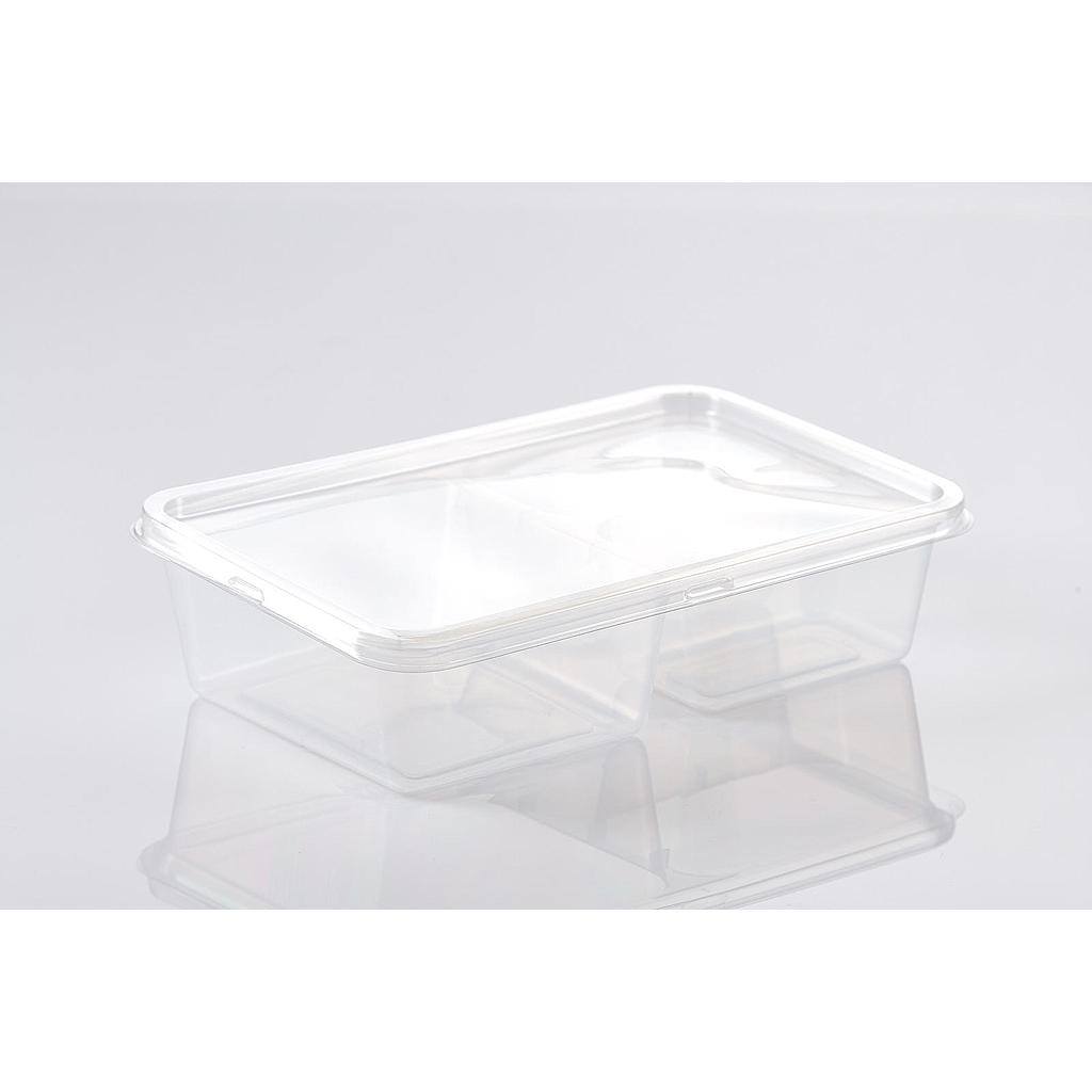 V333-N-PET กล่องใส่อาหาร 3 ช่อง ใส (1,000 ml.) + ฝาปิด PET