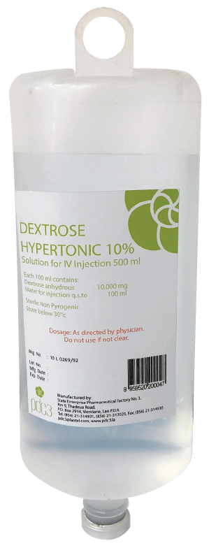                                                             (Dextrose 5% 100ml)
ໃຊ້ສຳລັບຄົນເຈັບທີ່ຂາດນ້ຳ ແລະ ທາດນ້ຳຕານໃນຮ່າງກາຍ ໃຊ້ທົດແທນພະລັງງານ ແລະ ເກືອແຮ່ ກ່ອນ ແລະ ຫຼັງການຜ່າຕັດ. 