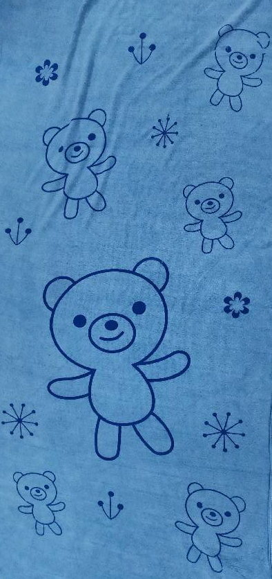 87486 ผ้าเช็ดตัวนาโน ลายหมีสีฟ้า
