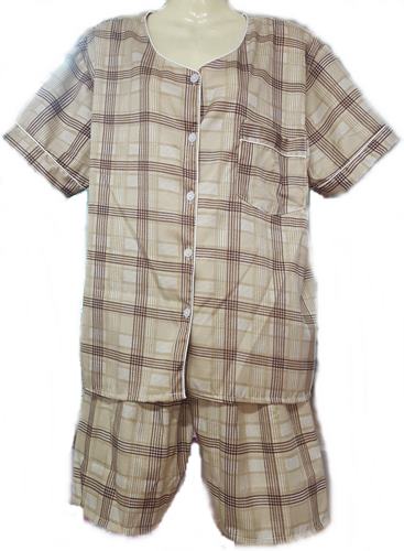 ชุดนอนผู้ชายเสื้อ+กางเกงลายสก็อตใหญ่ สีน้ำตาล