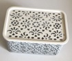 QH 070002 กล่องสี่เหลี่ยมฉลุ มีฝาปิด 24 cm.
Light grey