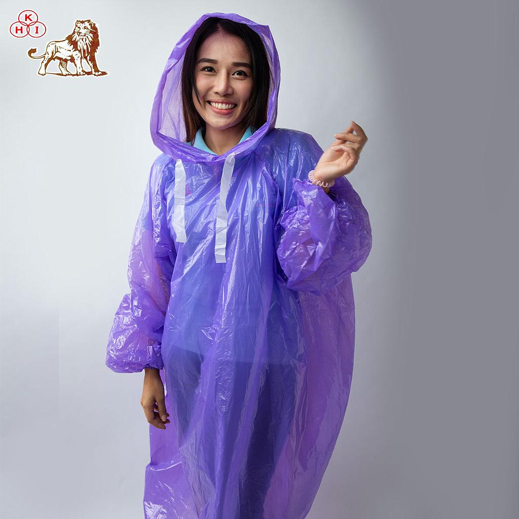 เสื้อฝน PE - ค้างคาว (มีแขน) สีม่วง