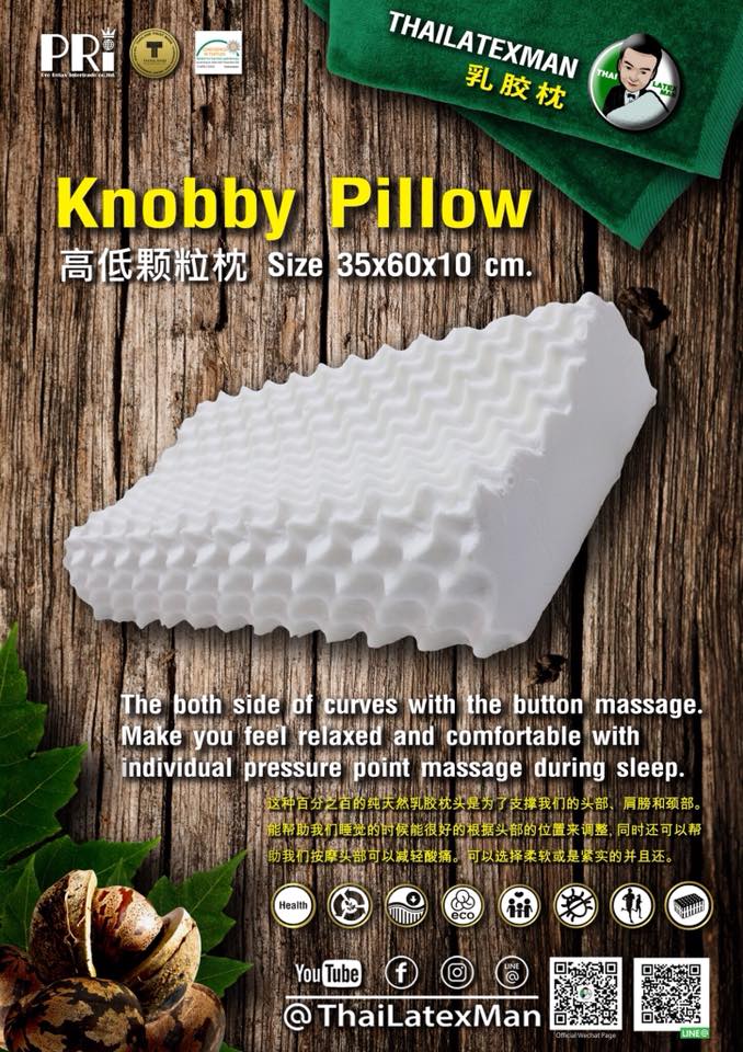 หมอนหนุนยางพารา(ถอดซักได้) รุ่น Knobby Pillow 