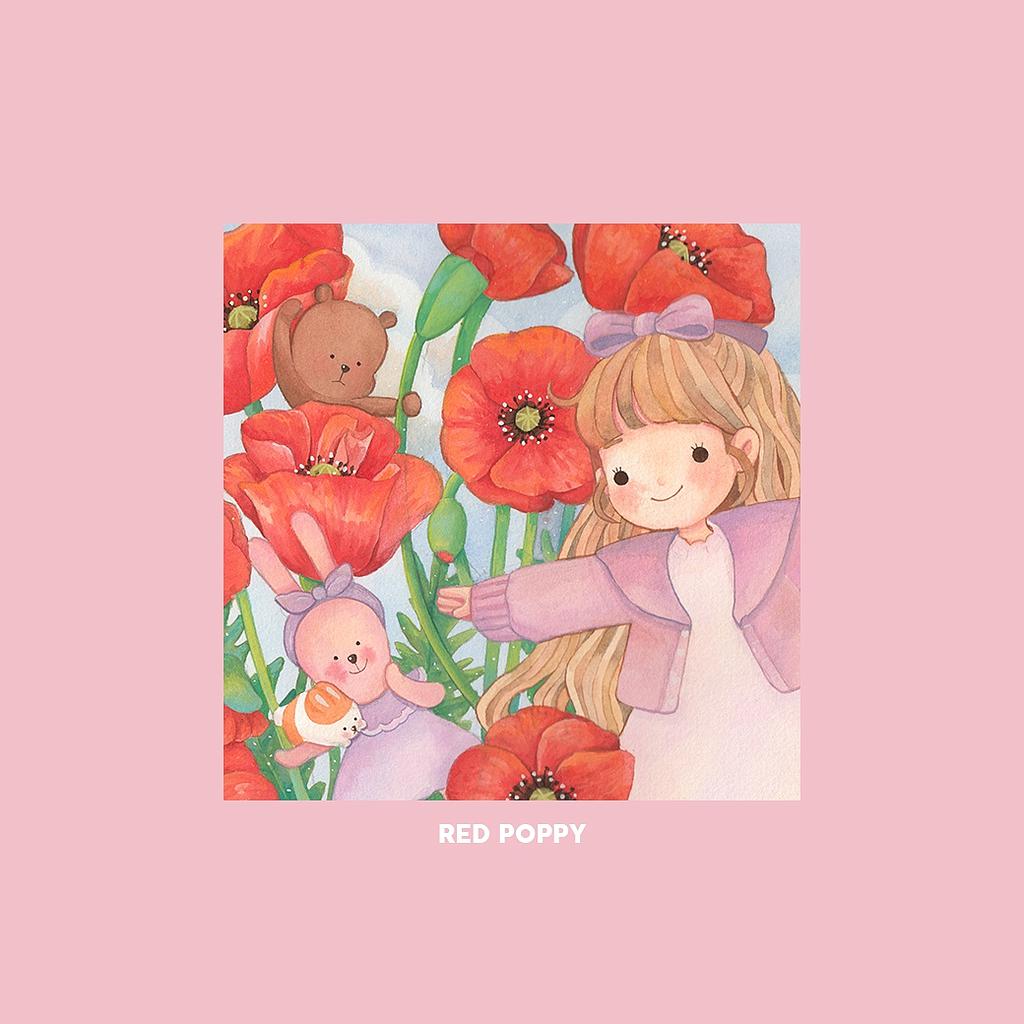 SQUARE POSTCARD (red poppy)