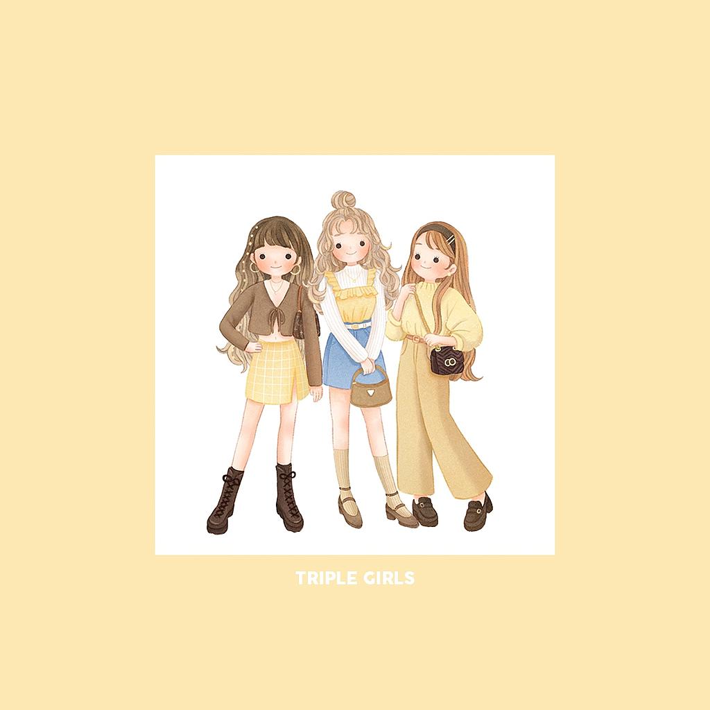 SQUARE POSTCARD (triple girls)