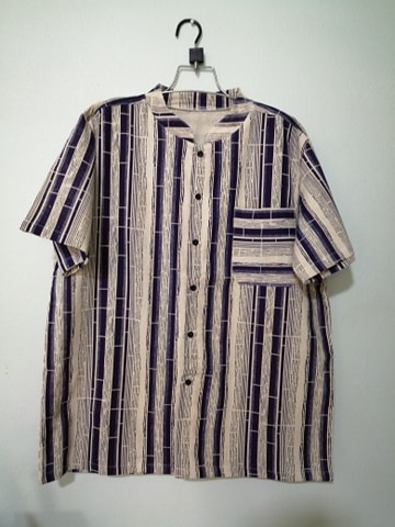 เสื้อผู้ชายผ้าฝ้ายคอจีนสีขาว-กรมท่า