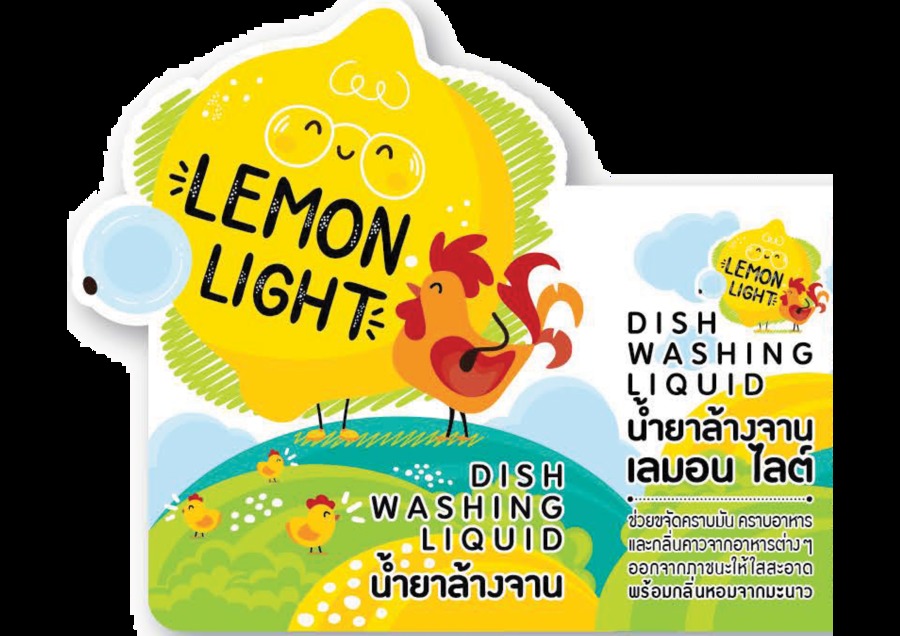 น้ำยาล้างจาน กลิ่นมะนาว น้ำยาสีใส บรรจุขวด PET ขนาด1000มล. ตรา เลมอน ไลต์