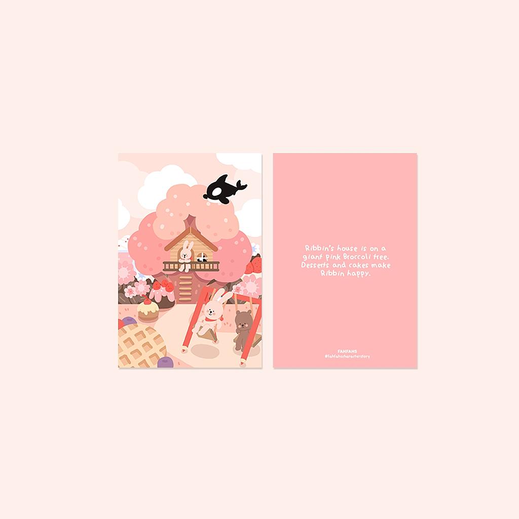 POSTCARD (pink broccoli house)