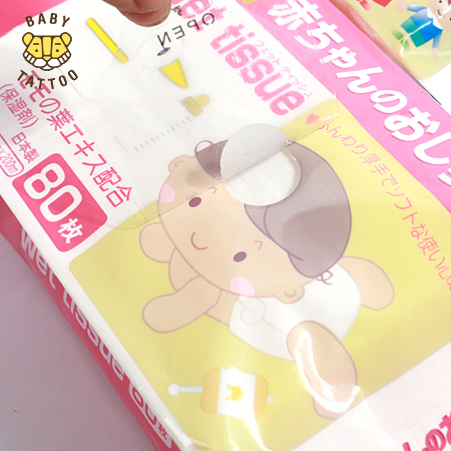 ทิชชู่เปียกสำหรับเด็ก สีชมพู เบบี้ แทททู 