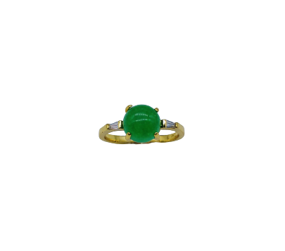 Pearl Jewelry แหวนหยกกลม เพชรทรัปเปอร์ Aura Jade No.6