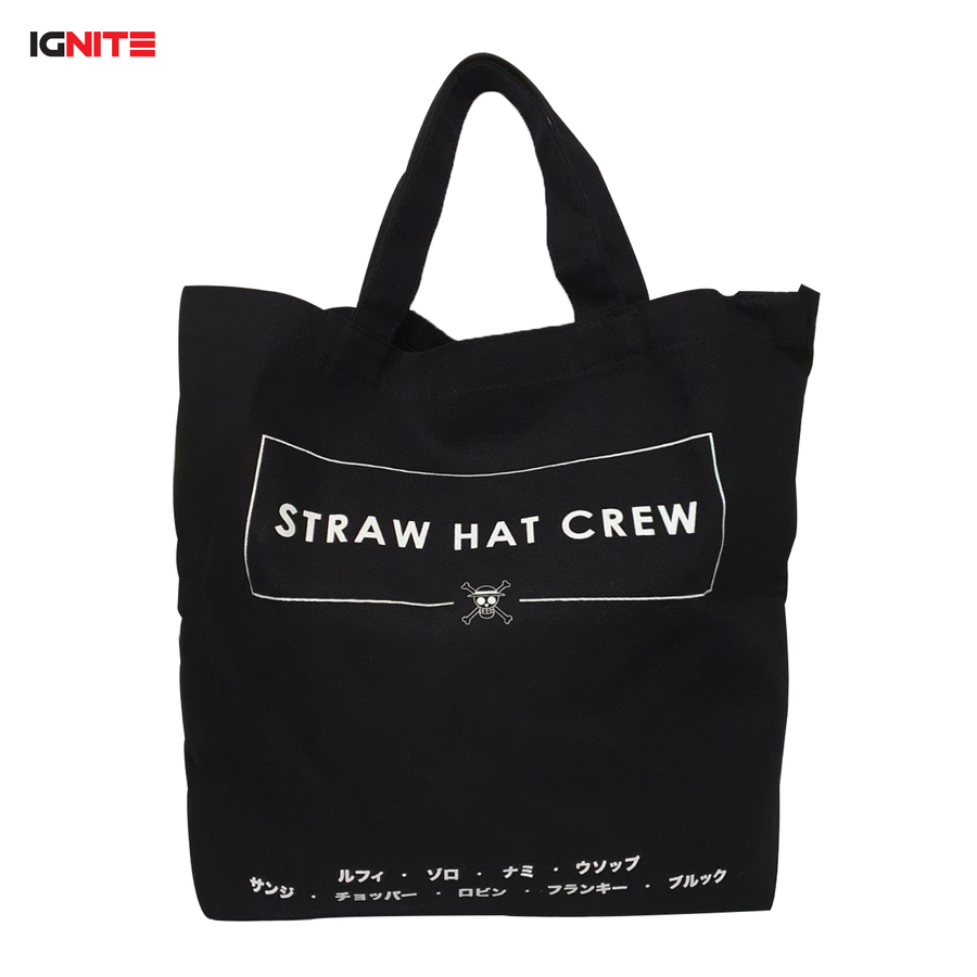 กระเป๋าผ้าแคนวาสสีดำ &quot;Straw Hat Crew&quot;