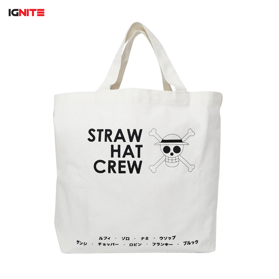 กระเป๋าผ้าแคนวาสสีขาว &quot;Straw Hat Crew&quot;