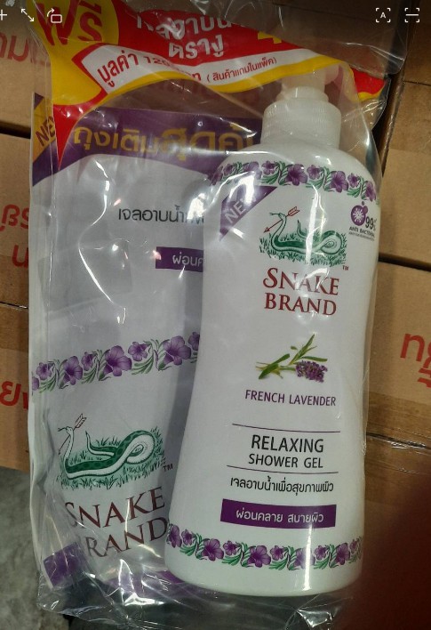 SNAKE BRAND French Lavender Relaxing Shower Gel (450ml + Refill 400ml set)