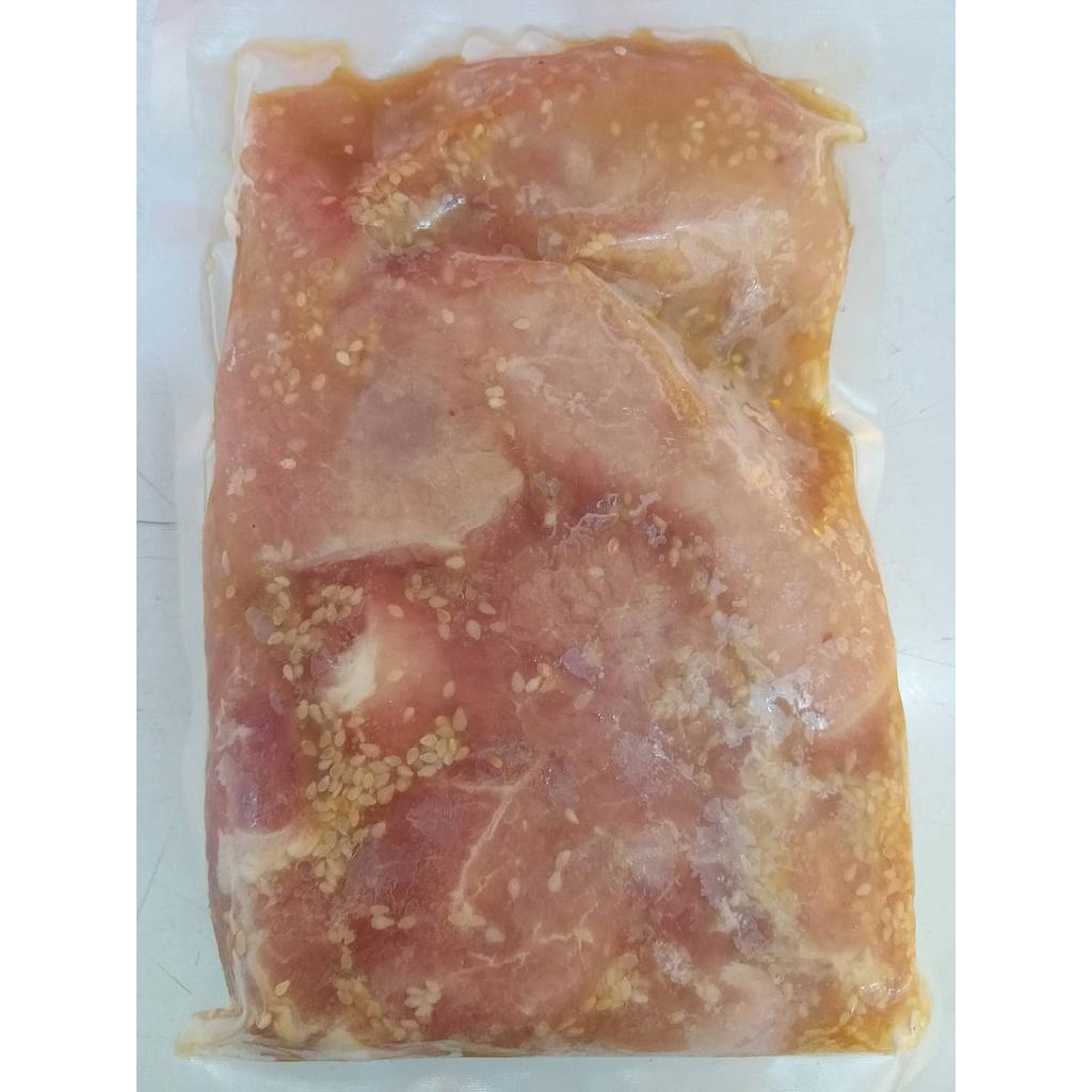 สันคอหมูหมักน้ำมันงา 500 กรัม
