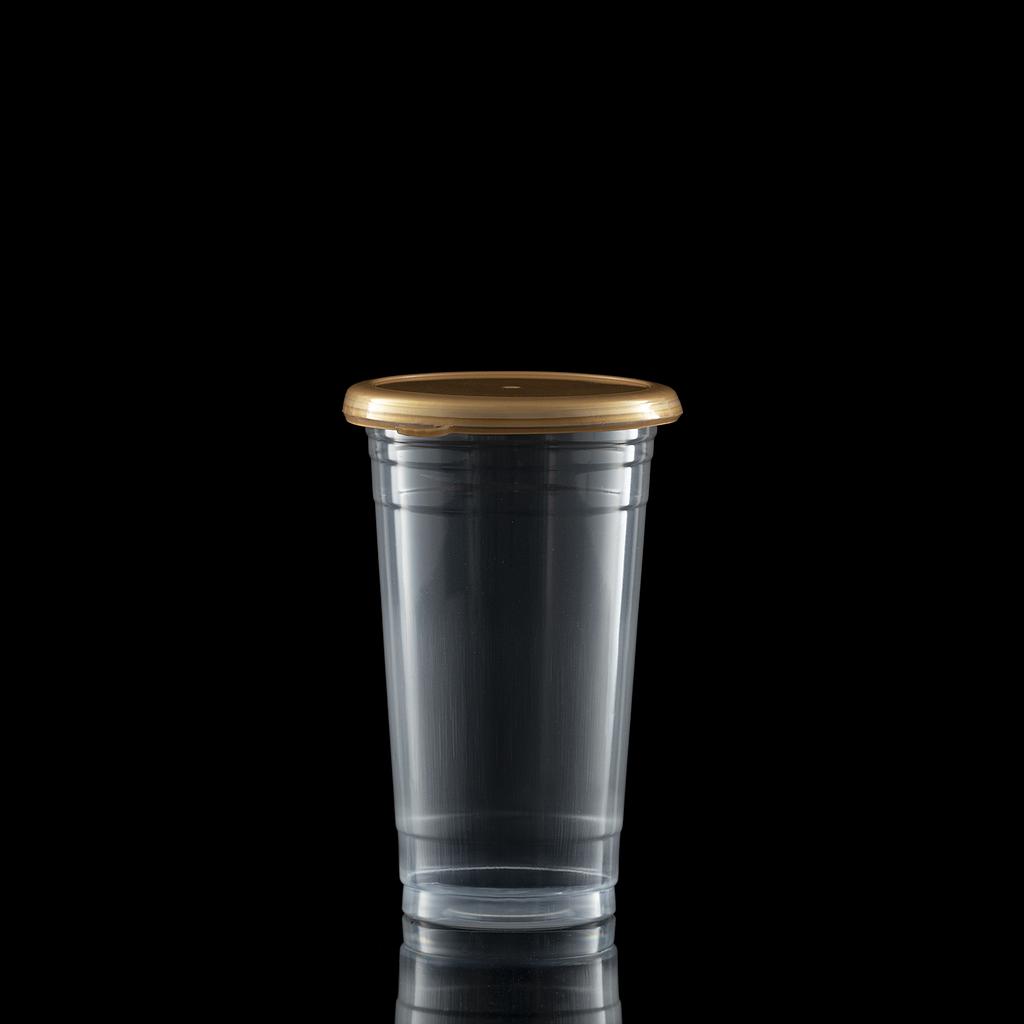 V246 แก้วเซฟตี้ล๊อค 20 oz. PP (นิ่ม) ก้นเรียบ + ฝาปิด
