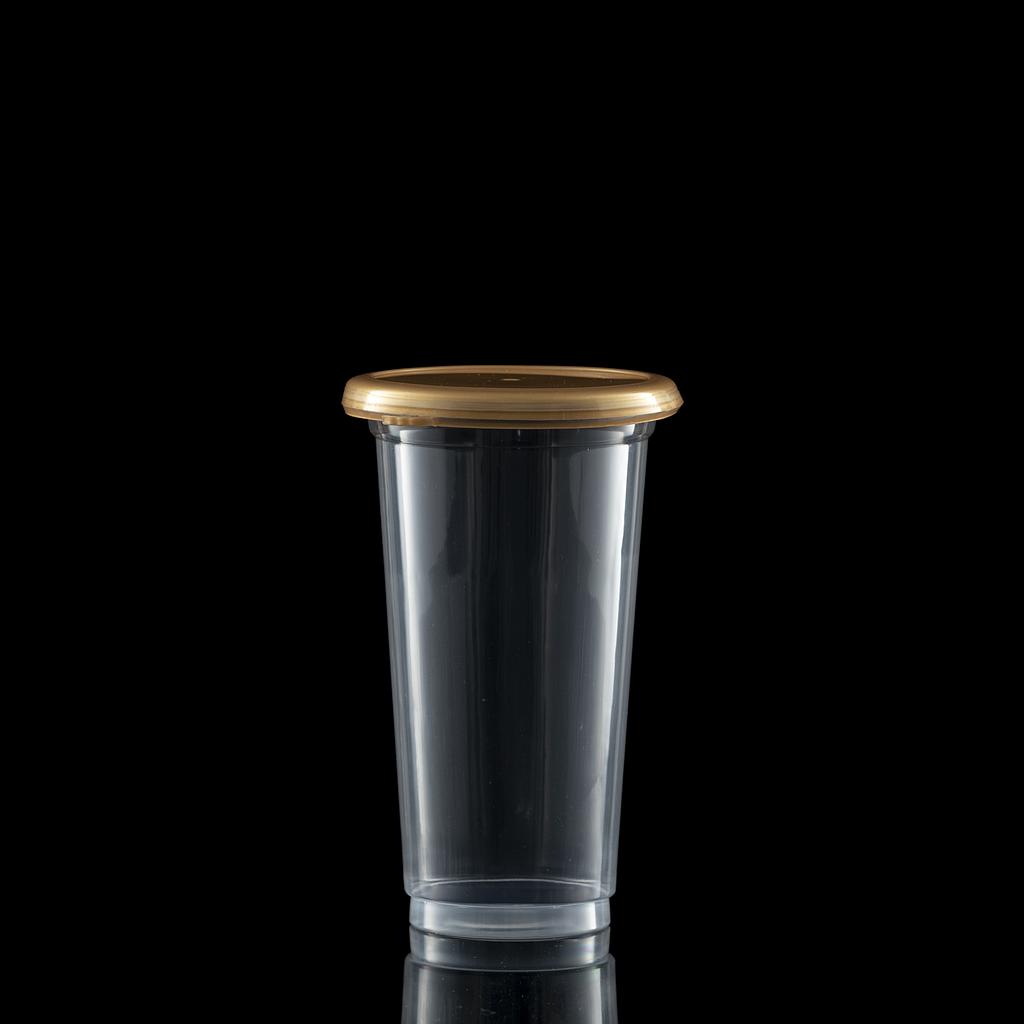 V247 แก้วเซฟตี้ล๊อค 22 oz. PP (นิ่ม) ก้นเรียบ + ฝาปิด