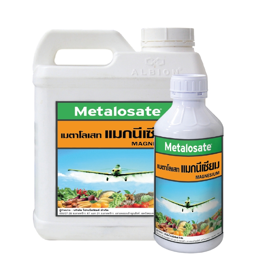 เมตาโลเสท แมกนีเซียม อยู่ในโครงสร้างร่วมกับกรดอะมิโน จึงทำให้แมกนีเซียม มีการดูดซึมเข้าสู่พืชอย่างรวดเร็วและเคลื่อนย้ายไปสู่ส่วนต่างๆได้ดี โดยเฉพาะบริเวณที่สังเคราะห์แสง แมกนีเซียมเป็นองค์ประกอบของคลอโรฟิลด์ ทำให้ใบพืชมีสีเขียวสด  ทำให้ใบพืชมีสีเขียวสด เจริญงอกงามช่วย เพิ่มความหอมและความหวานของผลผลิต นอกจากนั้นธาตุอาหารเสริมแมกนีเซียมยังช่วยให้พืติดดอก และผลมากยิ่งขึ้น ดังนั้นการใช้ธาตุอาหารเสริมแคลเซียมและแมกนีเซียมฉีดพ่นให้กับพืช จึงเป็นเรื่องที่สำคัญมาก
