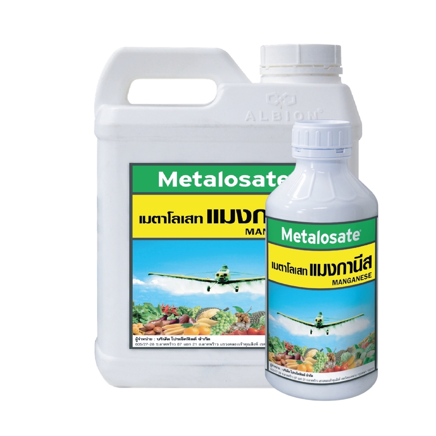 เมตาโลเสท แมงกานีส อยู่ในรูปโครงสร้างร่วมกับกรดอะมิโนจึงทำให้แมงกานีสเข้าสู่พืชได้ดีและ เคลื่อนย้ายไปสู่พืชใบได้อย่างรวดเร็ว มีคุณสมบัติช่วยส่งเสริมปฏิกิริยาของ คลอโรฟิลด์ และทำให้เกิดปฏิกิริยาการเปลี่ยนแปลงของไนโตรเจนไปเป็นน้ำตาล เพิ่มปริมาณของวิตามิน เพิ่มกลิ่นหอมช่วยเพิ่มสีสันของผลผลิตให้สวยขึ้น นอกจากนั้นยังช่วยทำให้ผลผลิต เช่น ชา กาแฟโกโก้ ฯลฯ มีกลิ่น หอม และรสชาติน่ารับประทานมากยิ่งขึ้น
