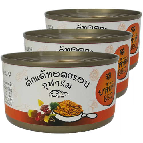 ภูฟาร์ม ดักแด้ไหมทอดอบกรอบ รสบาร์บีคิว แพ็ค3