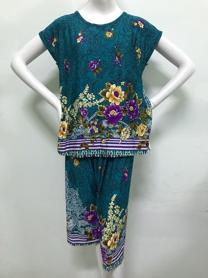 ชุดเสื้อ+กางเกงลำลองลายทัสคานี่สีเขียว