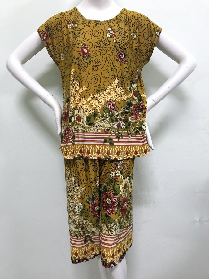 ชุดเสื้อ+กางเกงลำลองลายทัสคานี่สีเหลือง