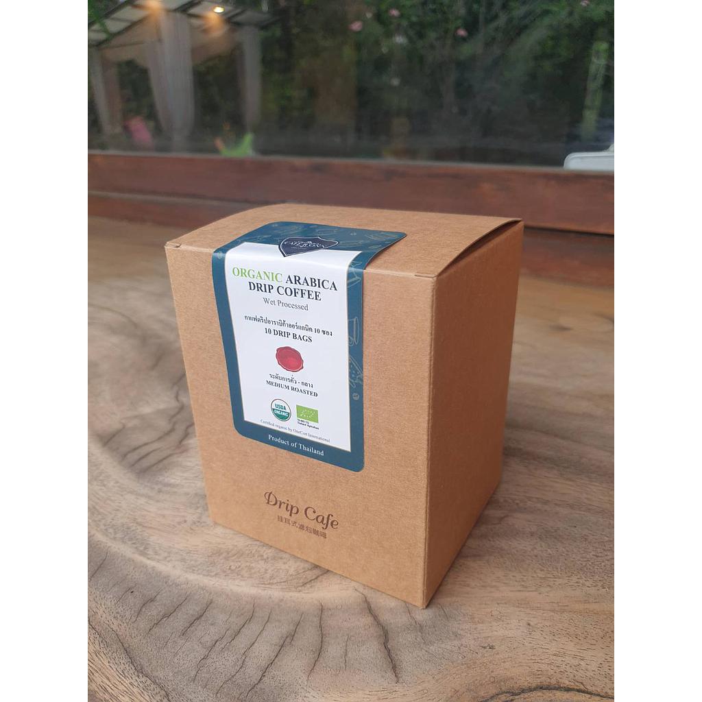 ออร์แกนิคกาแฟดริป CAFE R'ONN อาราบิก้า100%คั่วกลาง 10กรัม x 10 ซอง(รวม100g.)กล่อง
