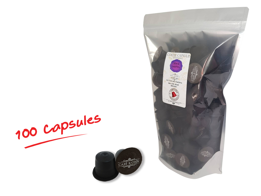 แคปซูลกาแฟสด คั่วดำ 100 แคปซูล/ถุง ( ใช้ได้กับเครื่อง Nespresso  Compatible )

