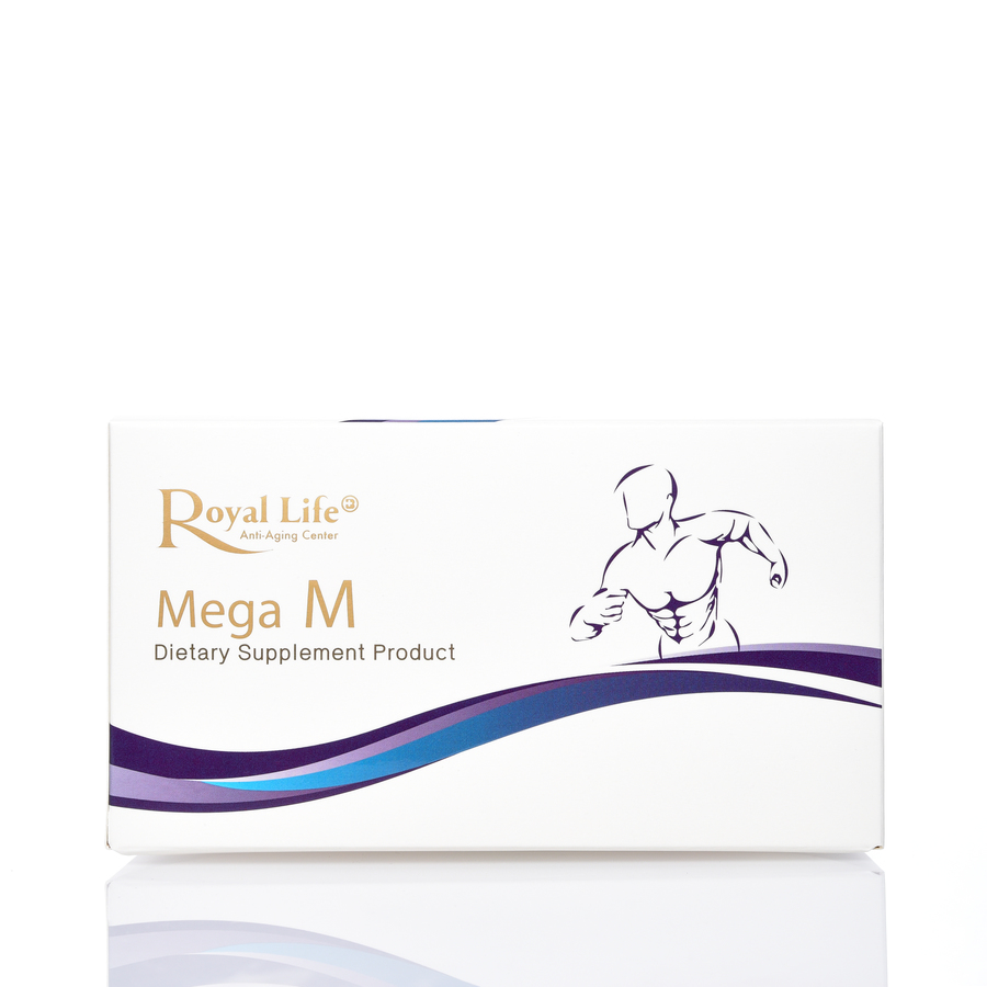 Royal Mega M CAPSULE (20's) มีสรรพคุณ
●	บำรุงและกระตุ้นการไหลเวียนเลือดในอุ้งเชิงกราน
●	เสริมสร้างสุขภาพต่อมลูกหมาก
●	ลดอาการปัสสาวะลำบาก ปัสสาวะยาก
●	เสริมสร้างสมรรถภาพทางเพศชาย

